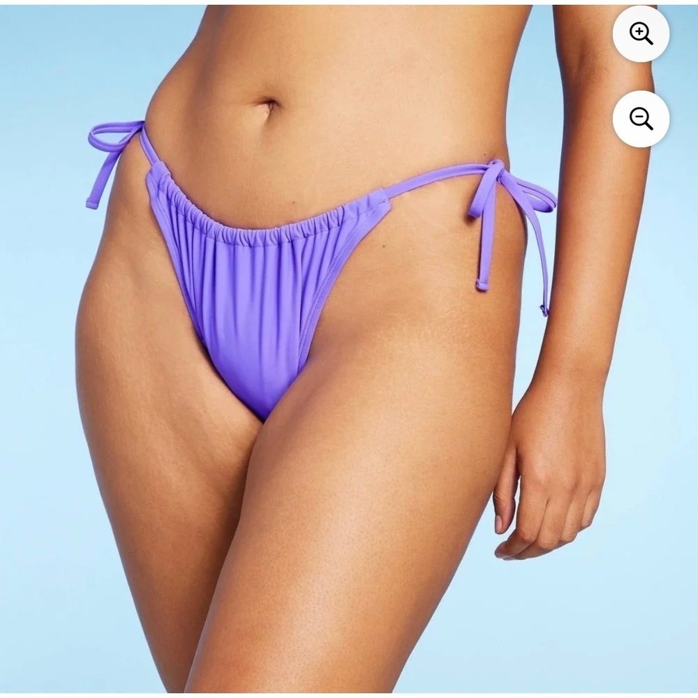 Wild Fable Purple High Leg Side Tie Bikini Bottom Cheeky Low Rise Small NWT